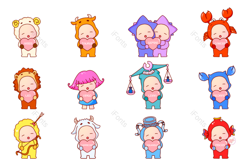 图标图片,十二星座元素,星空PNG,可爱免抠素材